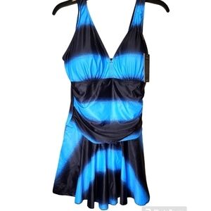 Coskaka NWT One piece swimsuit dress Large control tummy panel comfortable New